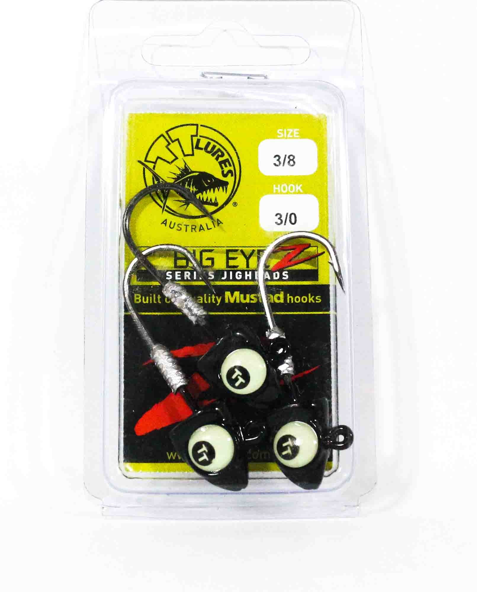 Tackle Tactics TT Big EyeZ Jig Head 3/8 oz 3/0 Black Glow EyeZ (5055)