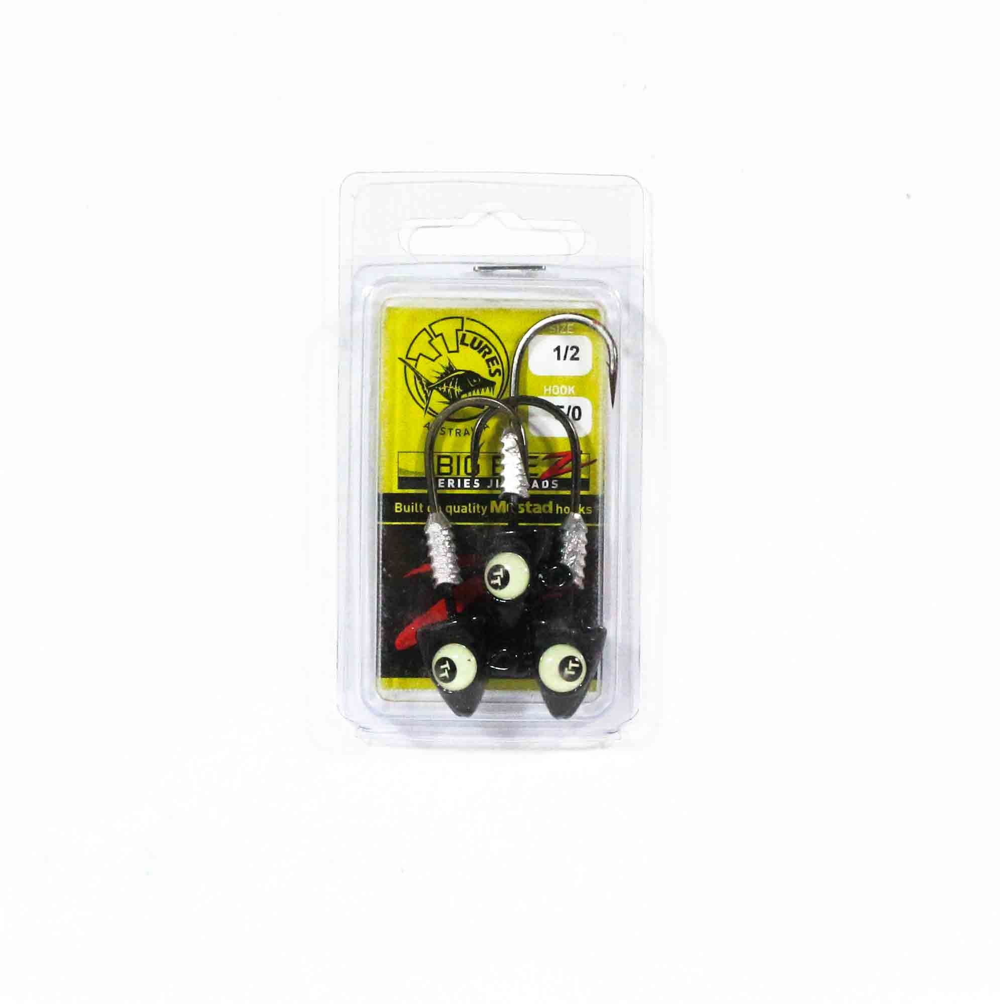 Tackle Tactics TT Big EyeZ Jig Head 1/2 oz 5/0 Black Glow EyeZ (5154)