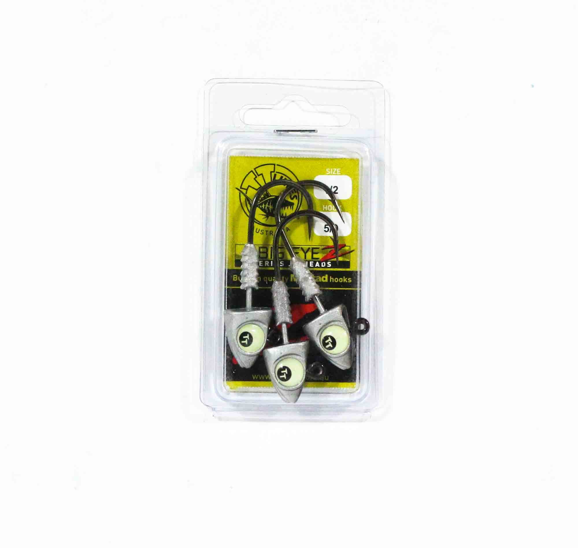 Tackle Tactics TT Big EyeZ Jig Head 1/2oz 5/0 Silver Black Glow EyeZ (5161)
