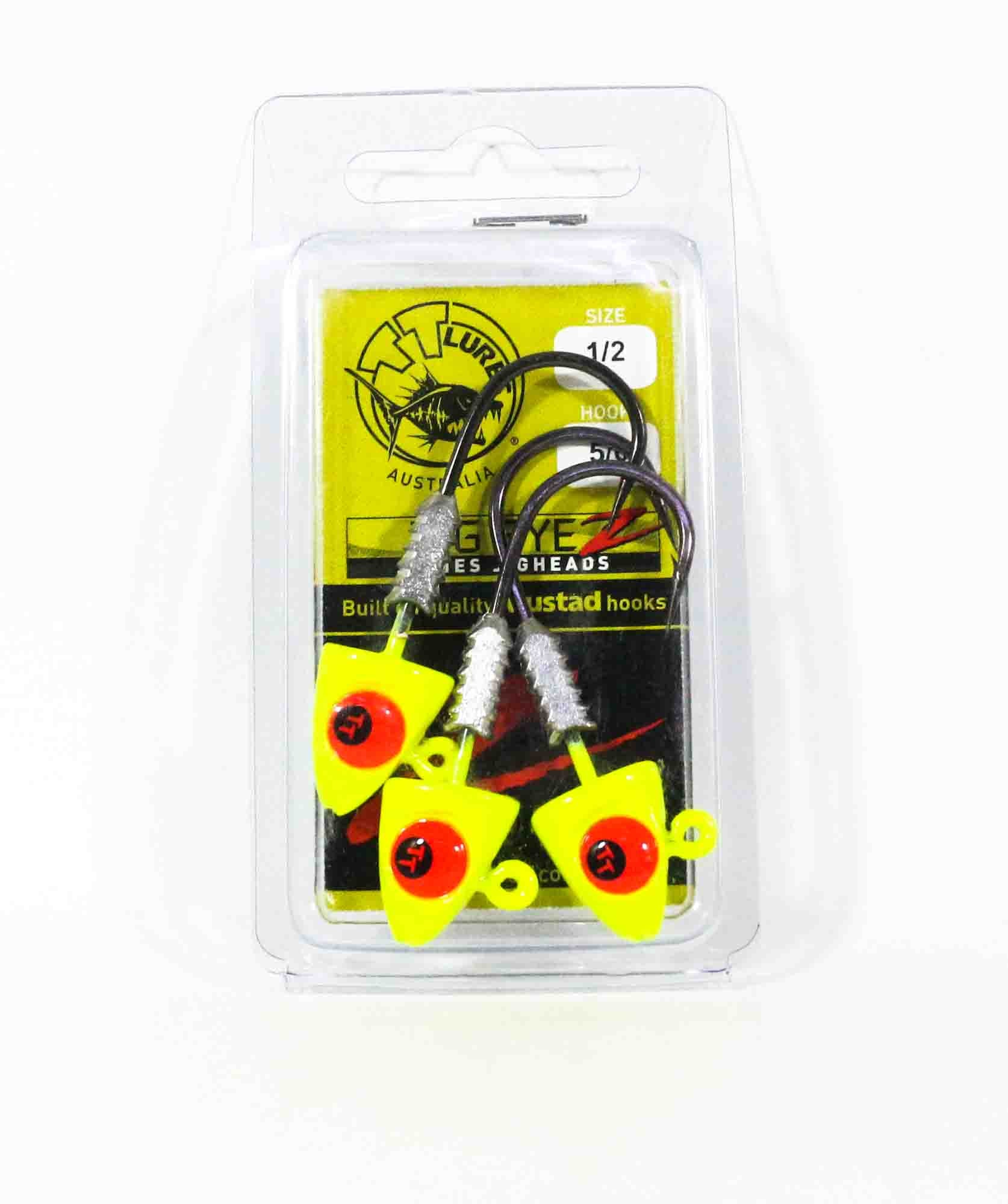 Tackle Tactics TT Big EyeZ Jig Head 1/2 oz 5/0 Chart Red EyeZ (5185)