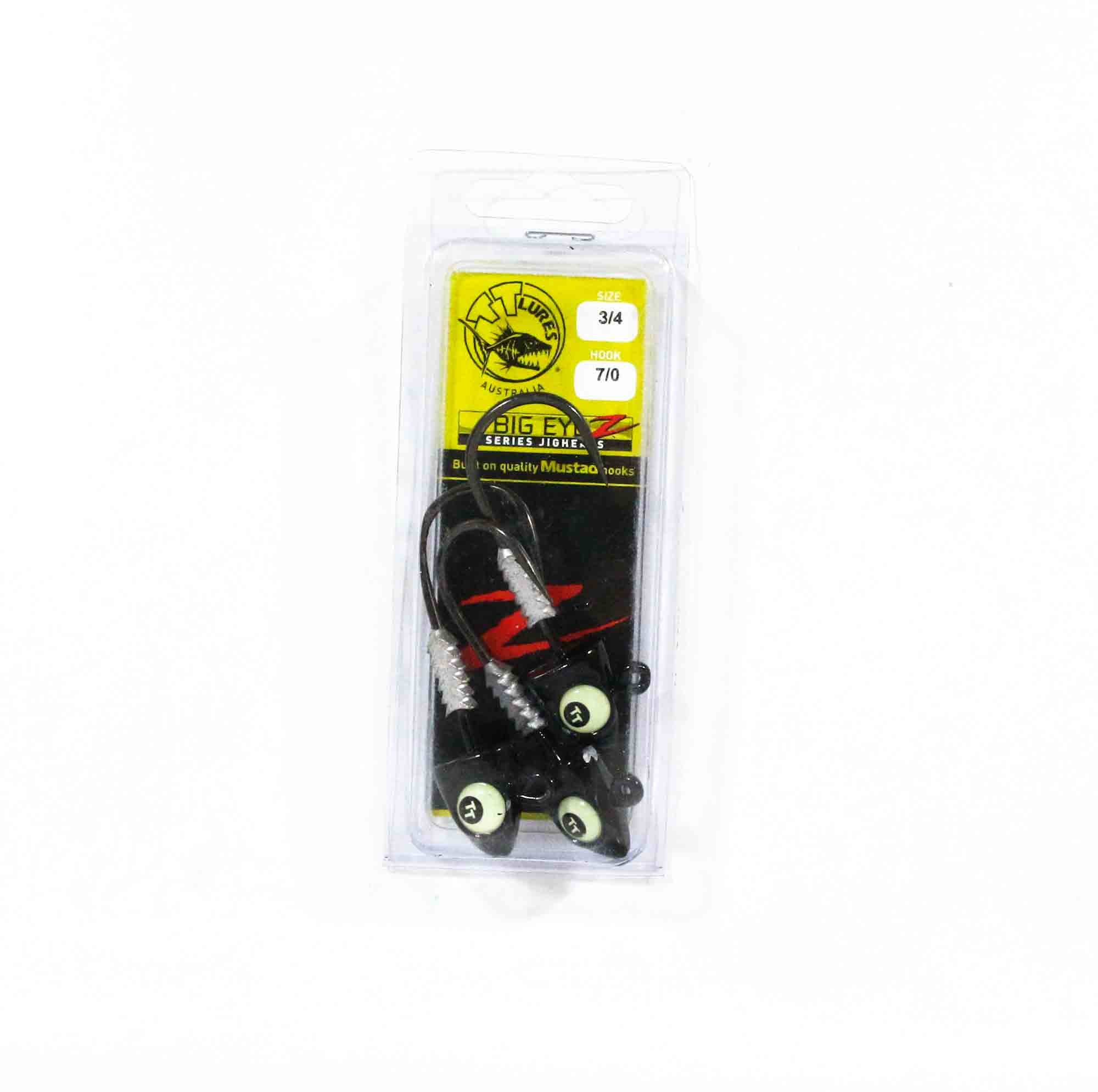 Tackle Tactics TT Big EyeZ Jig Head 3/4 oz 7/0 Black Glow EyeZ (5208)