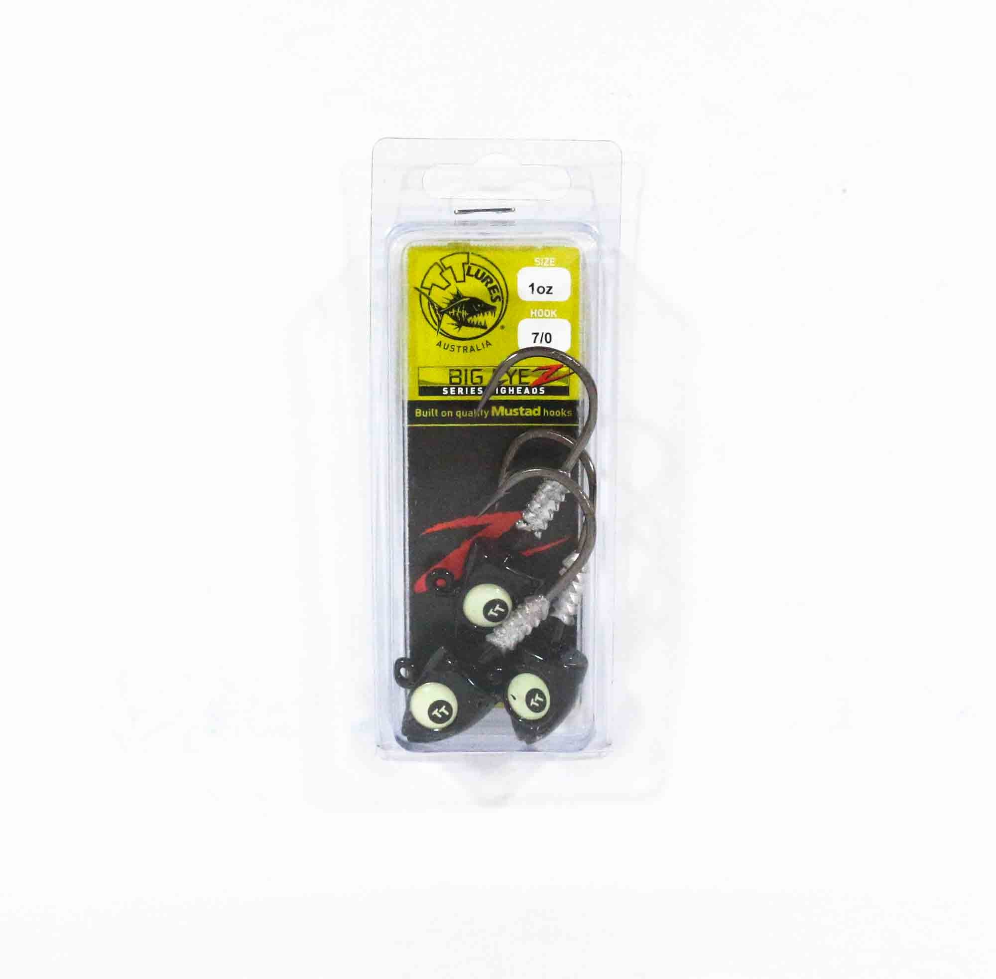 Tackle Tactics TT Big EyeZ Jig Head 1 oz 7/0 Black Glow EyeZ (5253)