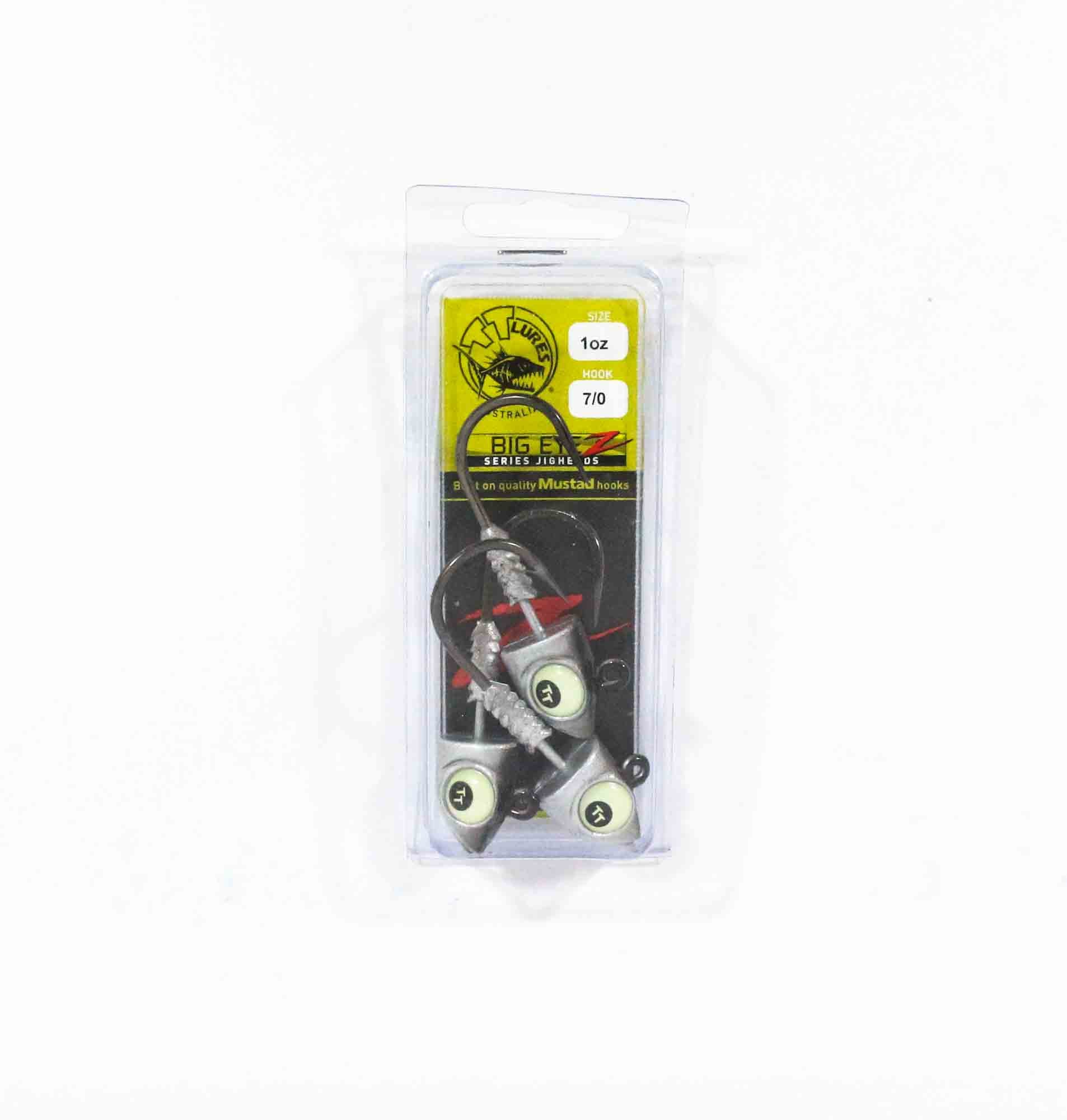 Tackle Tactics TT Big EyeZ Jig Head 1 oz 7/0 Silver Black Glow EyeZ (5260)