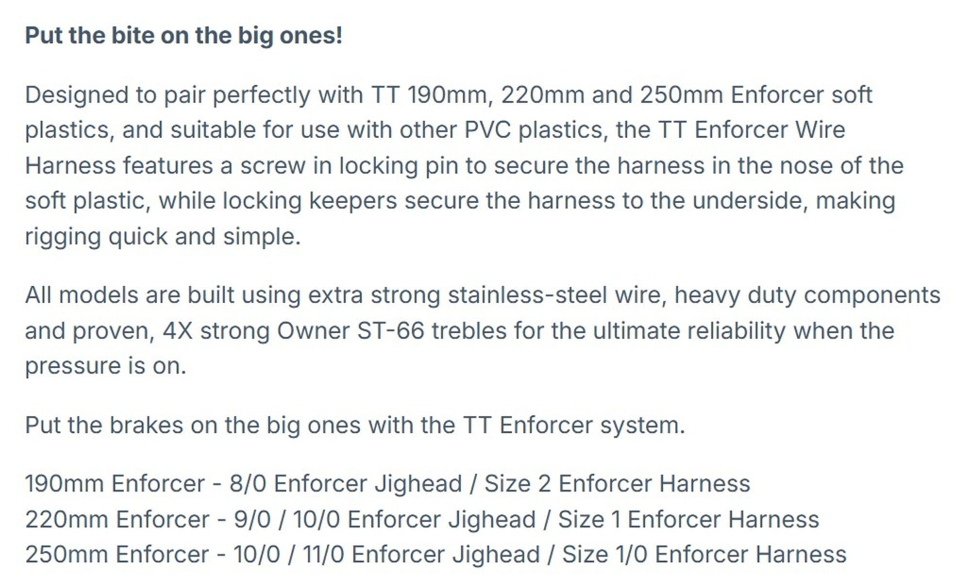 Tackle Tactics TT Enforcer Wire Hardness Size 1 2/pack (3509)
