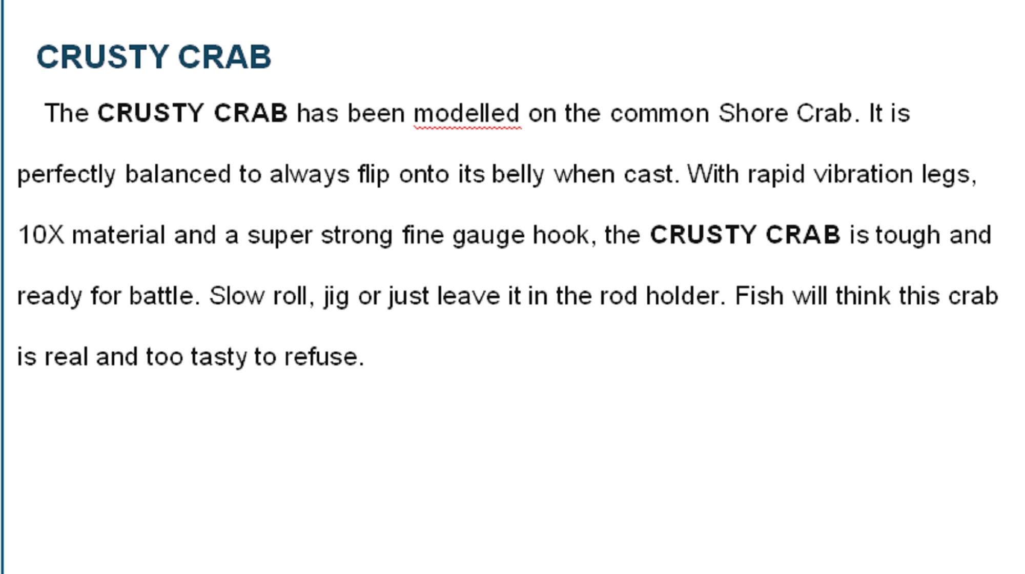 Chasebaits Crusty Crab 50 mm 4.5 grams Sinking Lure 01 (7545)