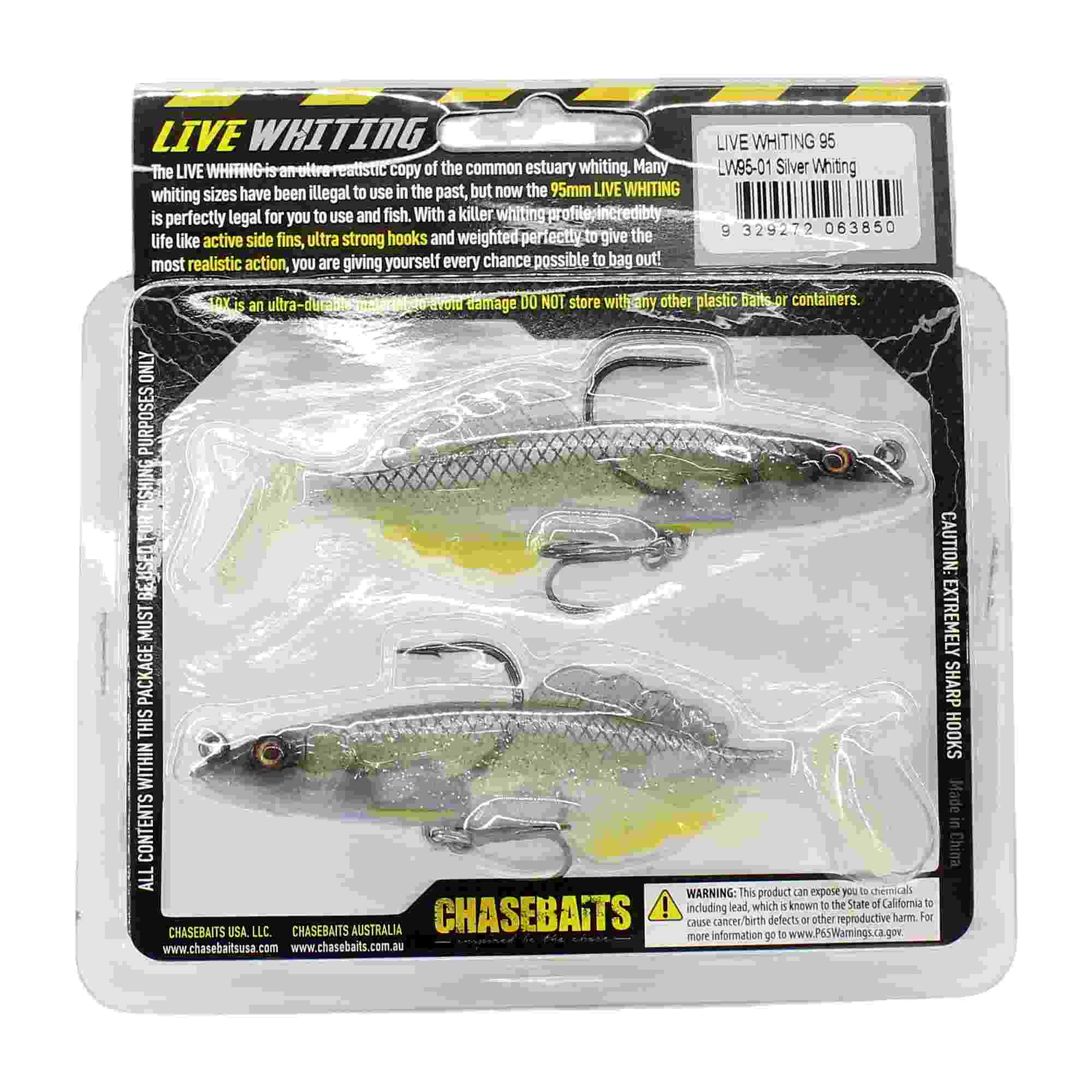 Chasebaits Live Whiting 95mm 13 grams Sinking Lure 01 (3850)