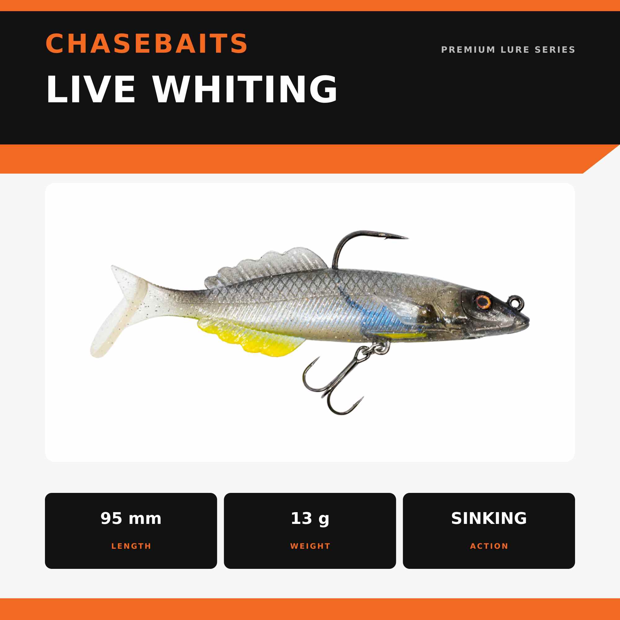 Chasebaits Live Whiting 95mm 13 grams Sinking Lure 01 (3850)