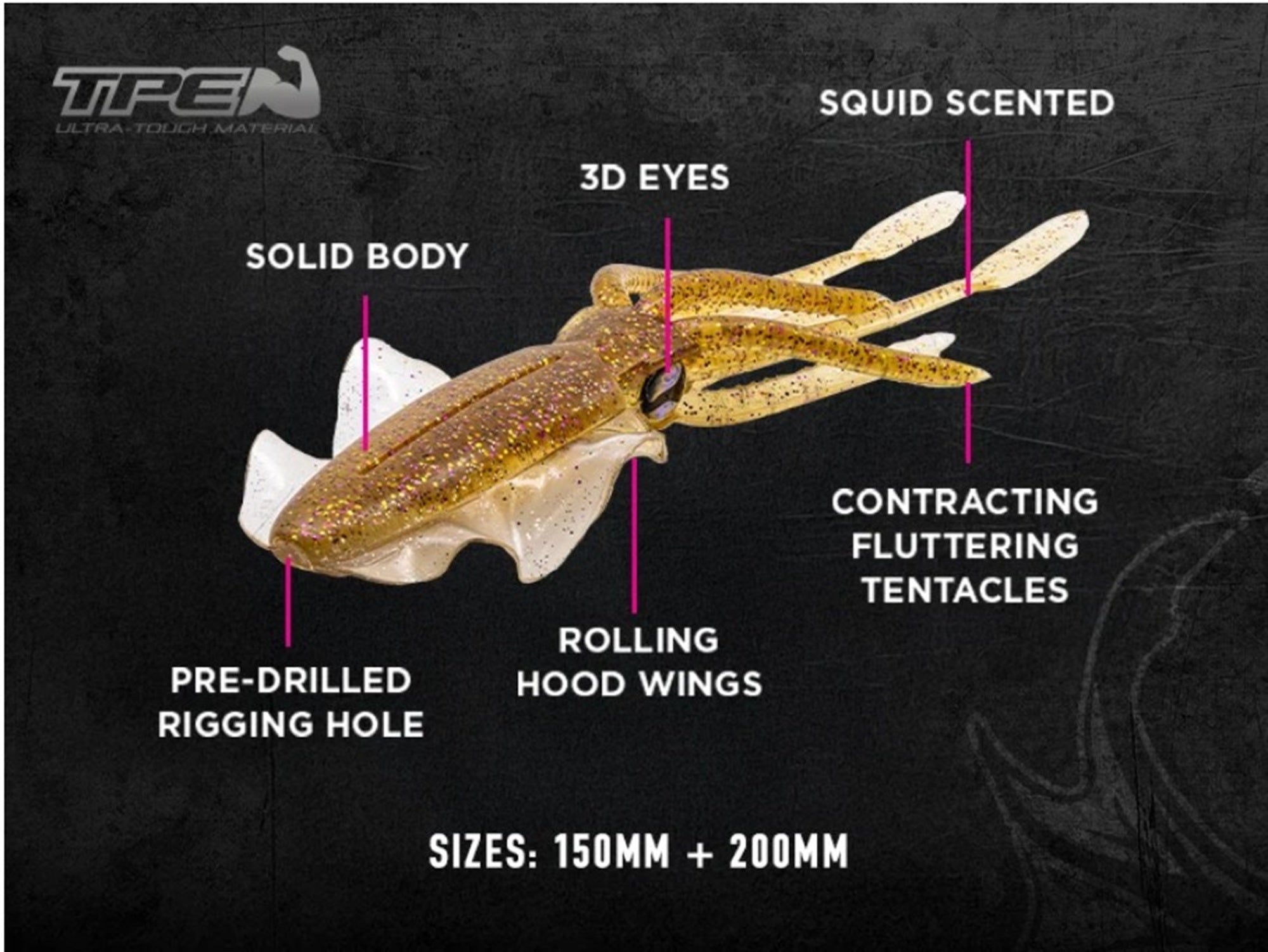 Sale Chasebaits Ultimate Squid 200 mm Sinking Lure 3/pack (5045)