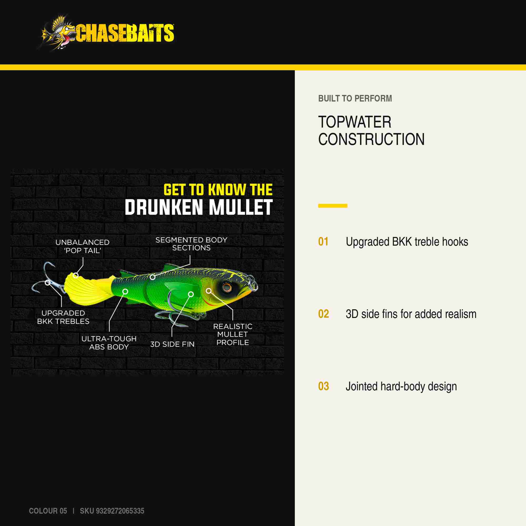 Chasebaits Drunken Mullet 130 mm 37 grams Floating Lure 05 (5335)