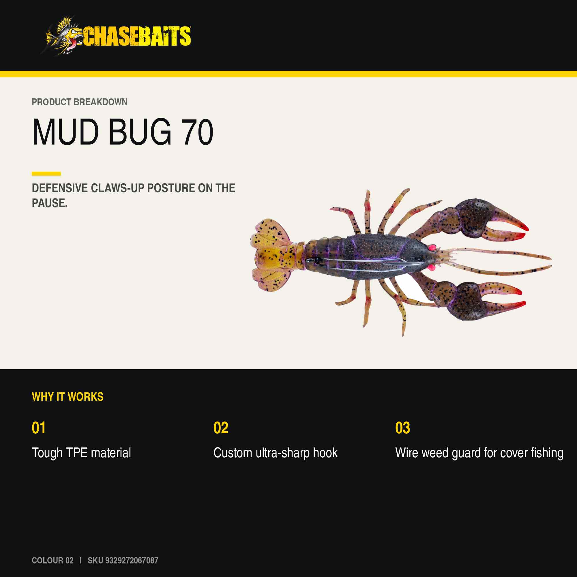 Chasebaits Mud Bug 70mm Sinking Lure 02 (7087)