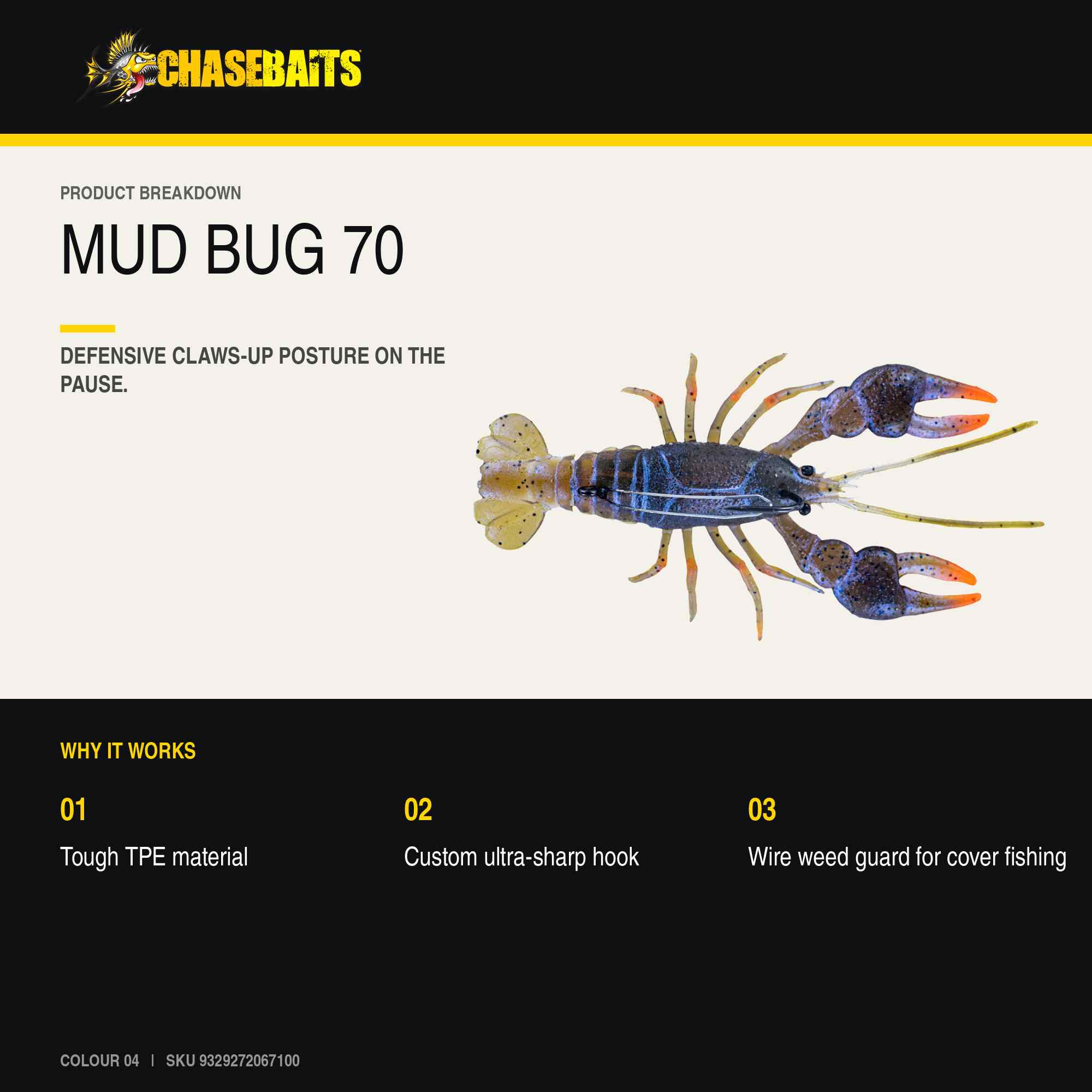Chasebaits Mud Bug 70mm Sinking Lure 04 (7100)