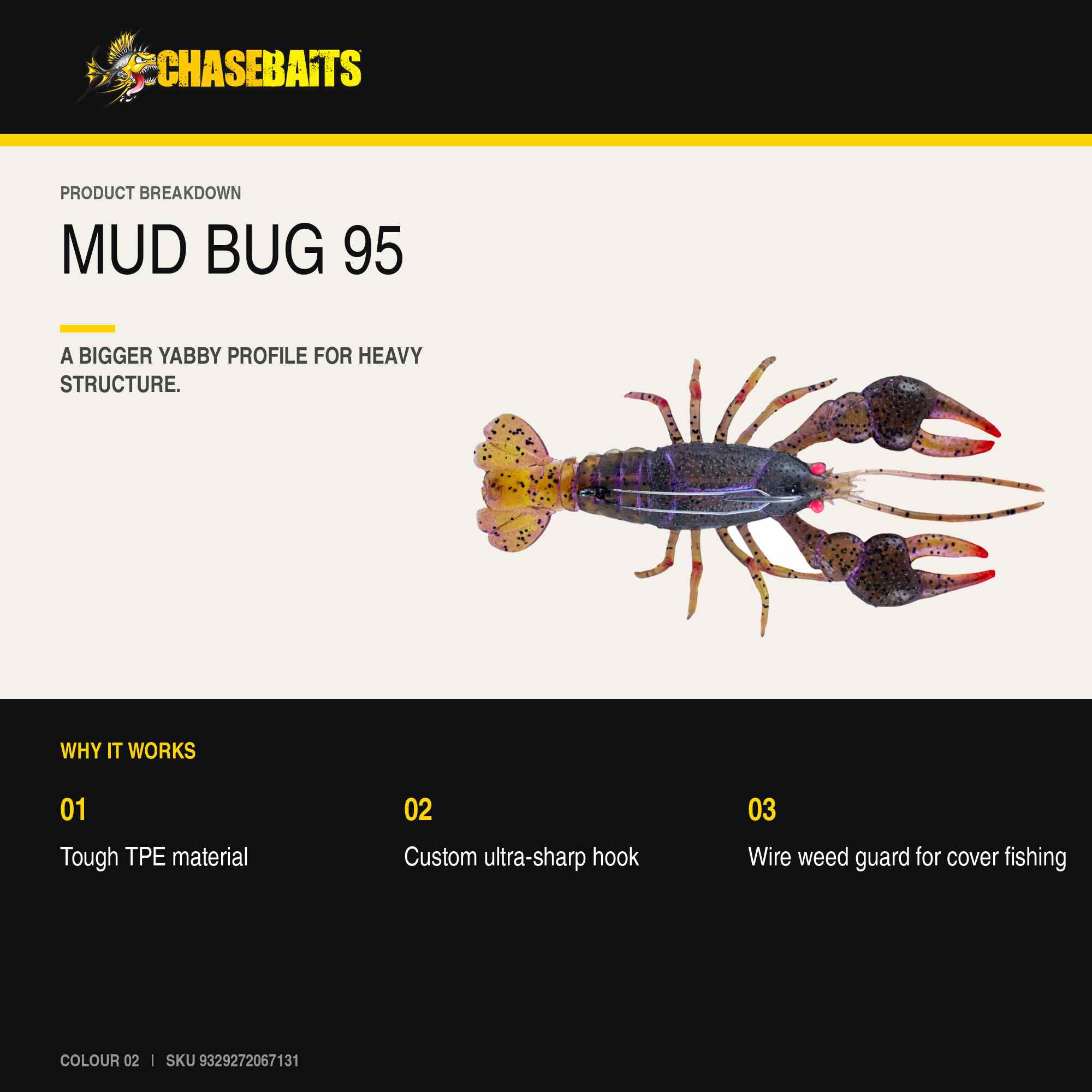 Chasebaits Mud Bug 95mm Sinking Lure 02 (7131)