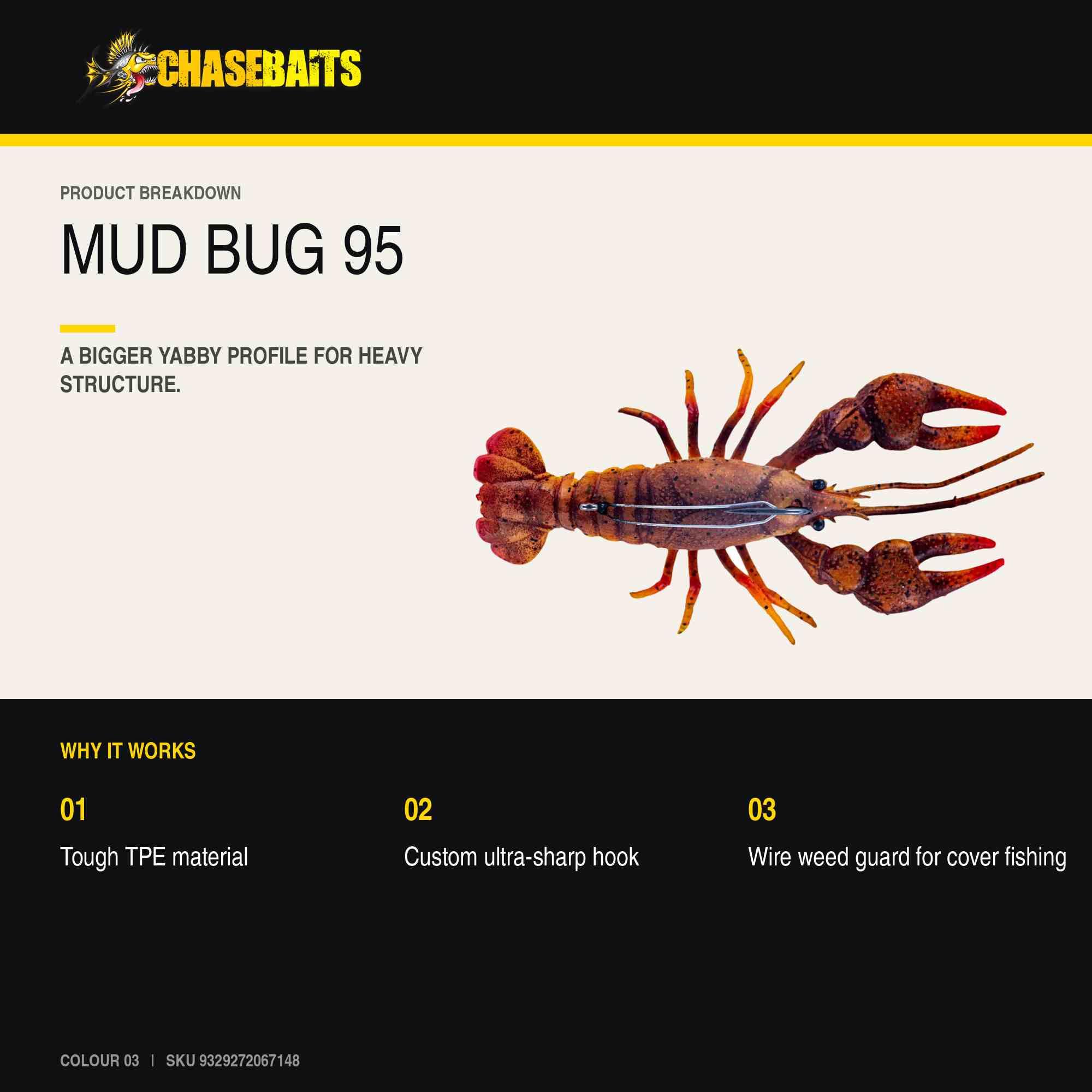 Chasebaits Mud Bug 95mm Sinking Lure 03 (7148)