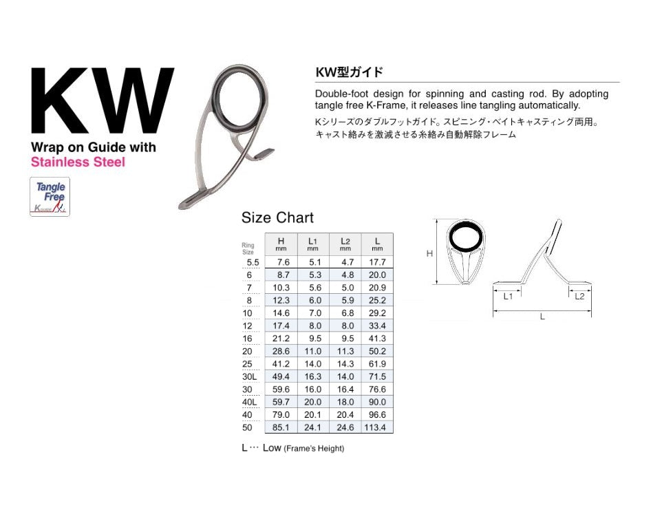 Fuji PKWSG Size 30L Rod Guide Stainless Frame SIC x 1 (1363)